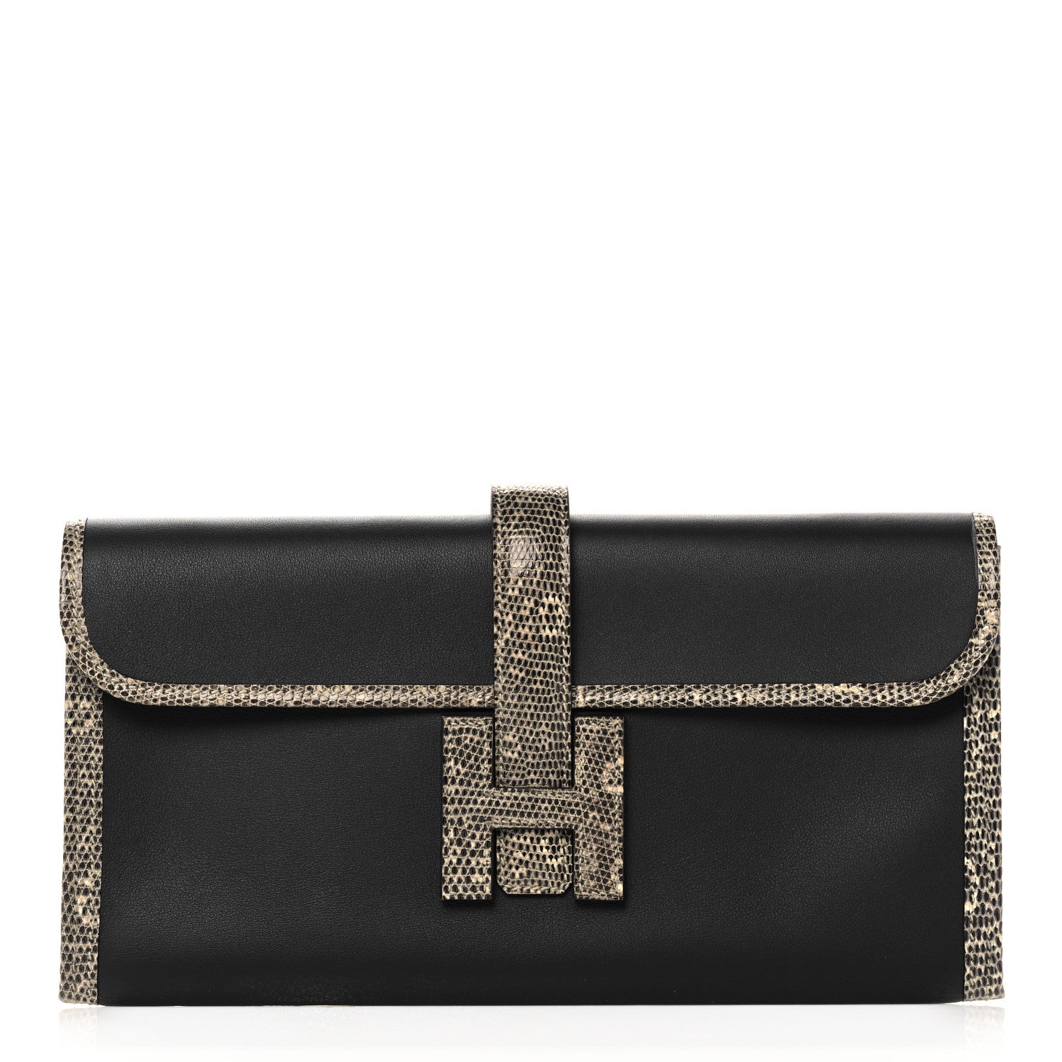 Hermes Swift Lizard Jige Elan Touch 29 Clutch Black Ombre 1 of 12