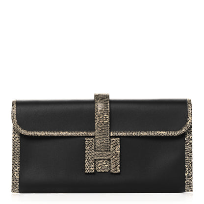 Hermes Swift Lizard Jige Elan Touch 29 Clutch Black Ombre 1 of 12
