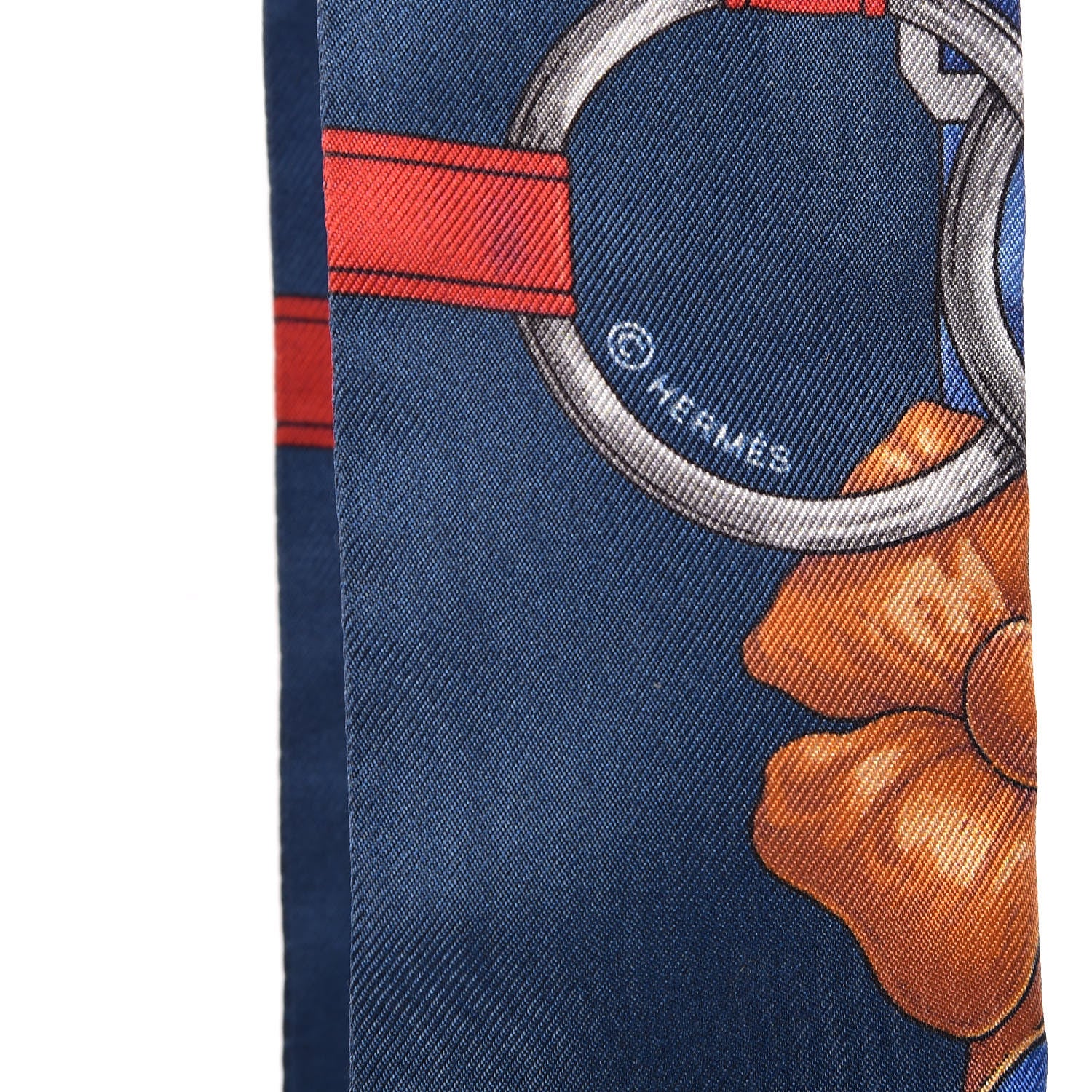 Hermes Silk Grand Manege Twilly Bleu Rouge Black 5 of 5