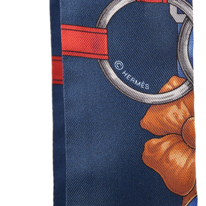 Hermes Silk Grand Manege Twilly Bleu Rouge Black 5 of 5