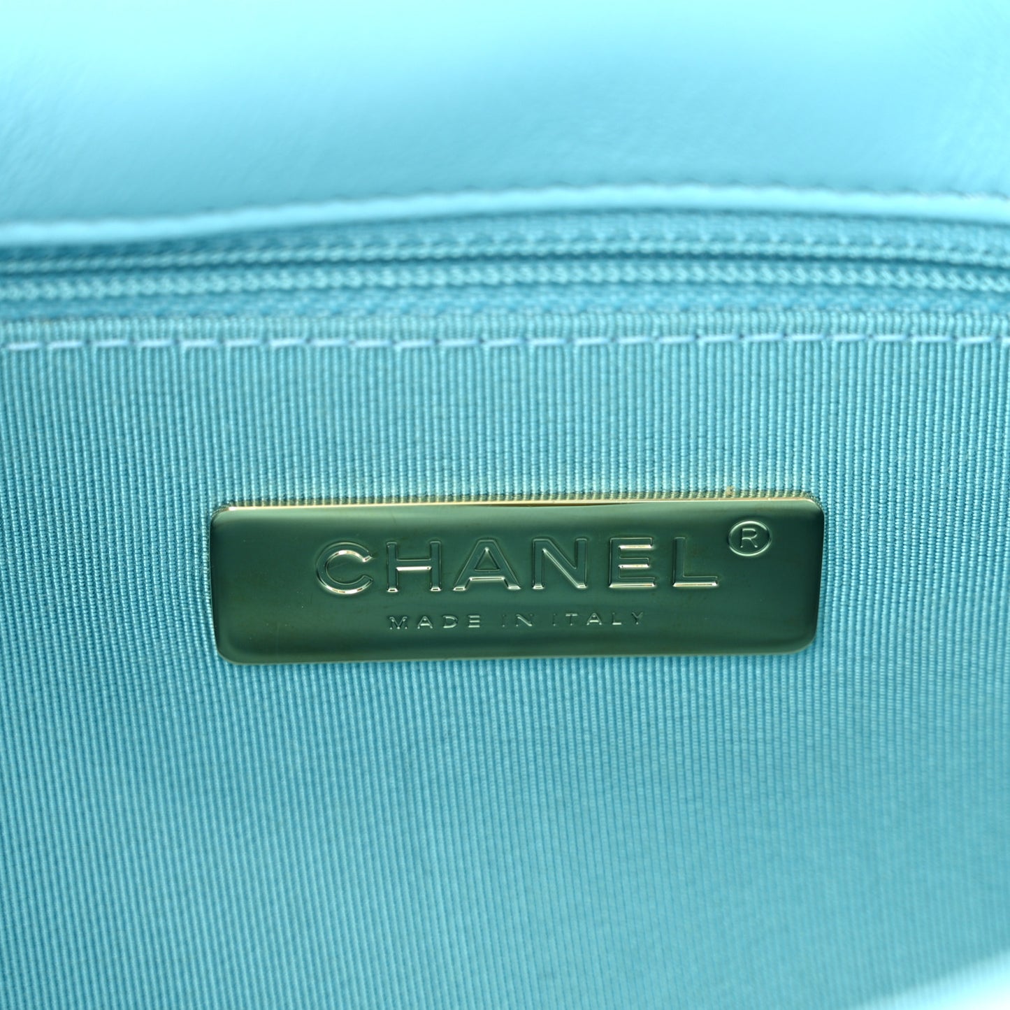Lambskin Quilted Medium Chanel 19 Flap Light Blue