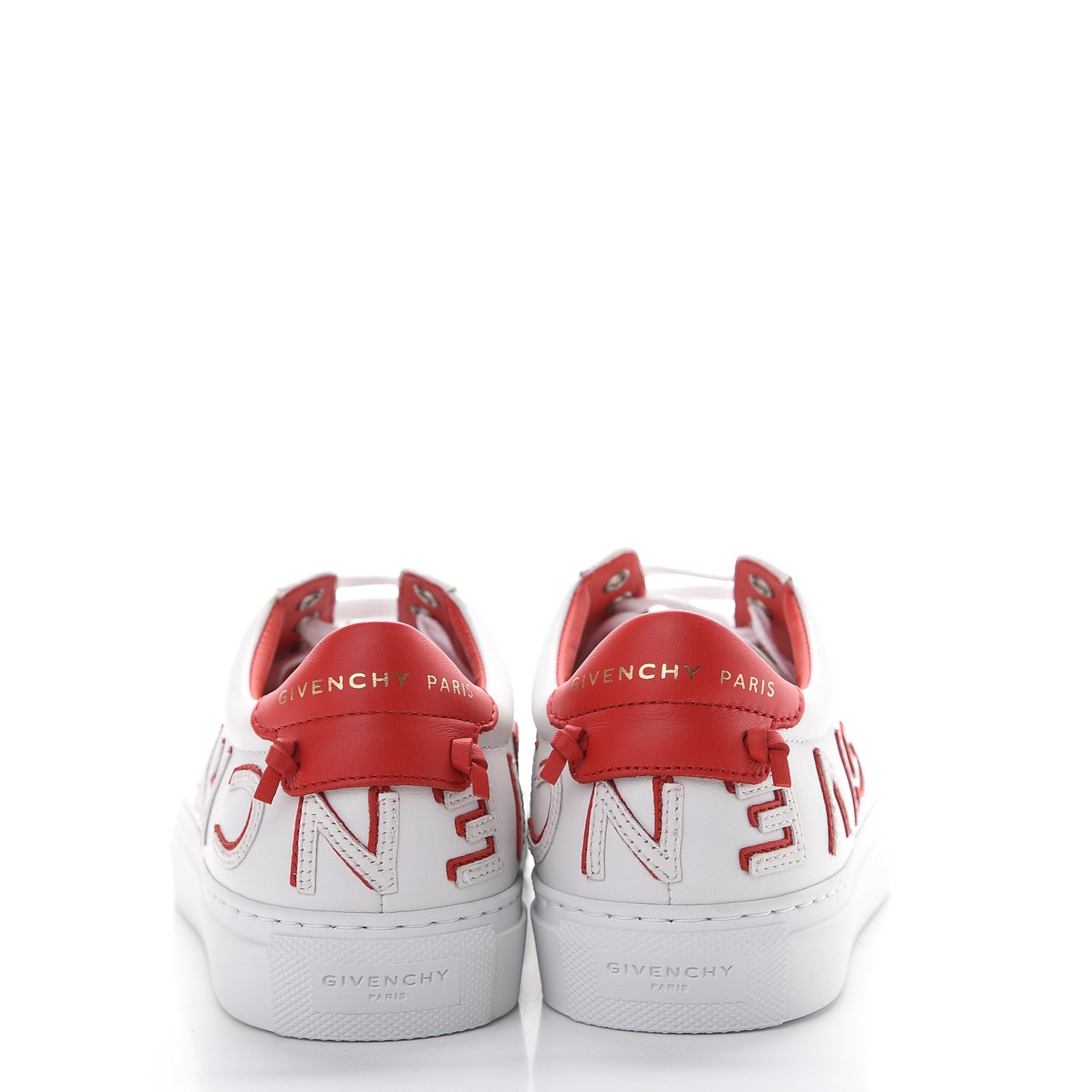 Calfskin Reverse Logo Womens Urban Street Sneakers 35.5 White Red