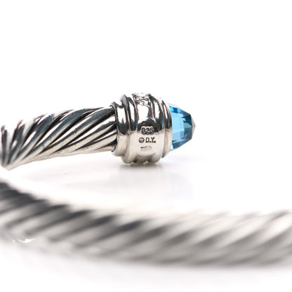 David Yurman Sterling Silver Blue Topaz Diamond 7mm Cable Classics Bracelet 3 of 4