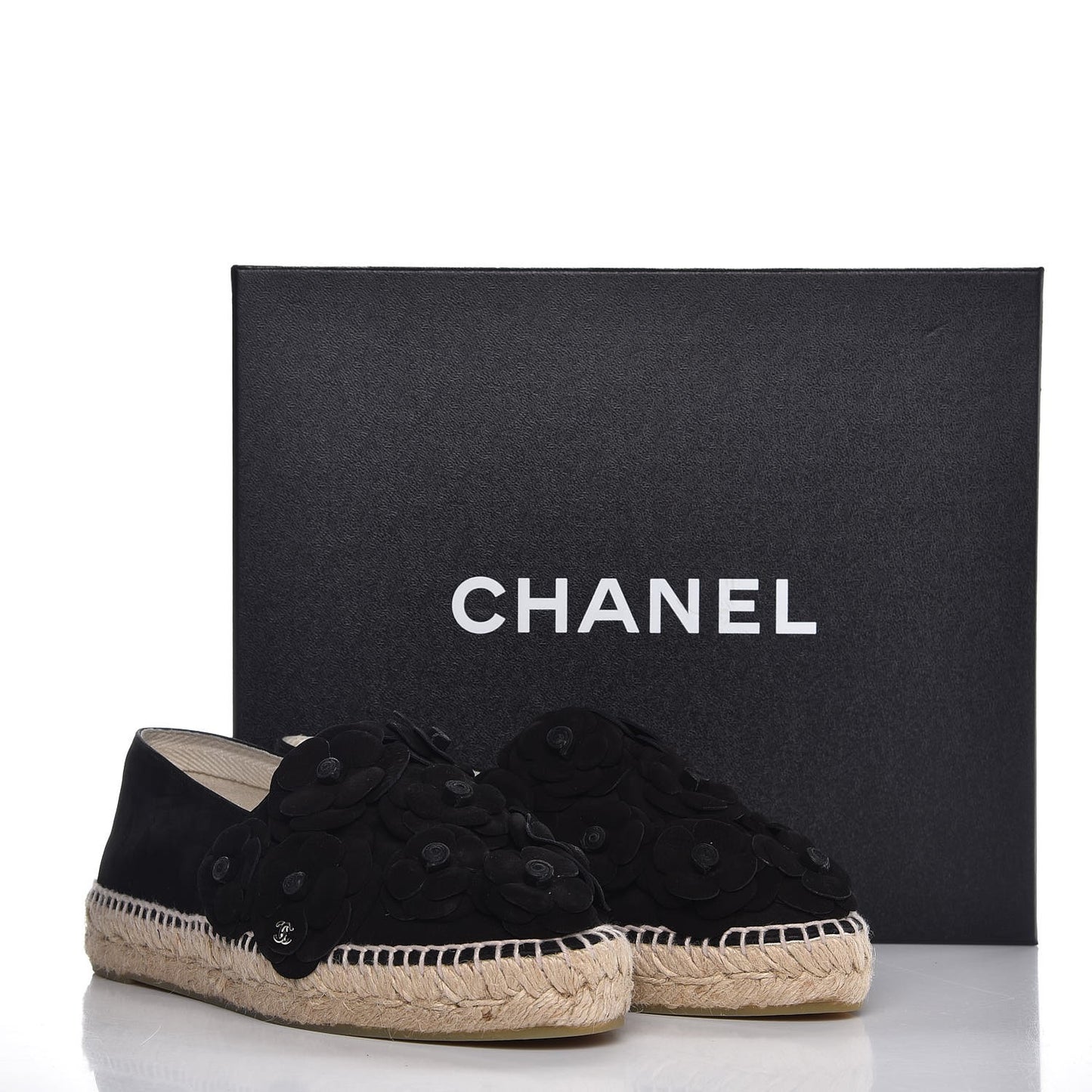 Suede Camellia CC Espadrilles 38 Black