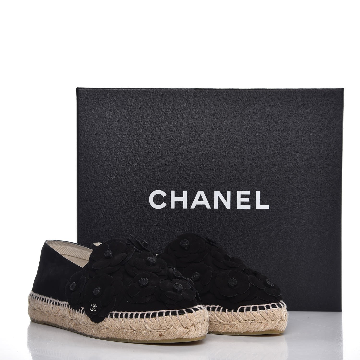 Chanel Suede Camellia CC Espadrilles 38 Black 9 of 9