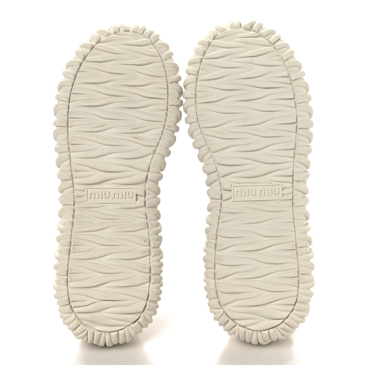 Miu Miu Gabardine Low Top Matelasse Sneakers 35.5 Alabastro 6 of 9