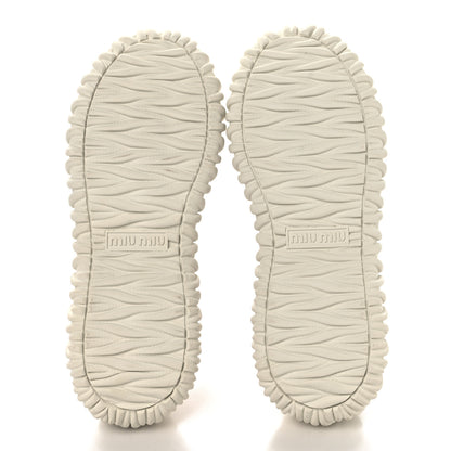 Miu Miu Gabardine Low Top Matelasse Sneakers 35.5 Alabastro 6 of 9