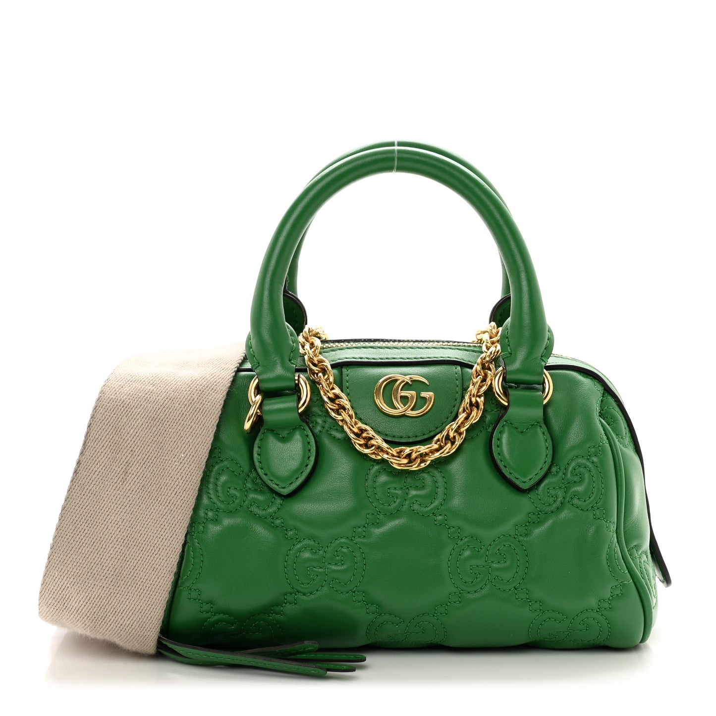 Calfskin GG Matelasse Mini Bowler Bag Spring Green Natural