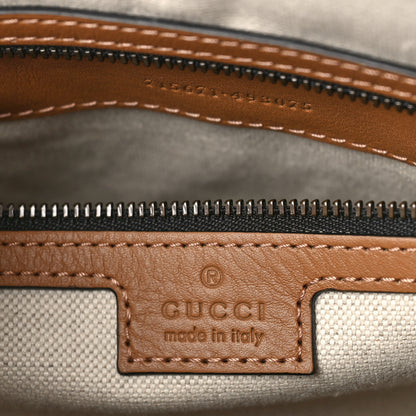Gucci Monogram Textured Dollar Calfskin Web Large Bauletto Duffle Top Handle Bag Black Koi Beige 7 of 9