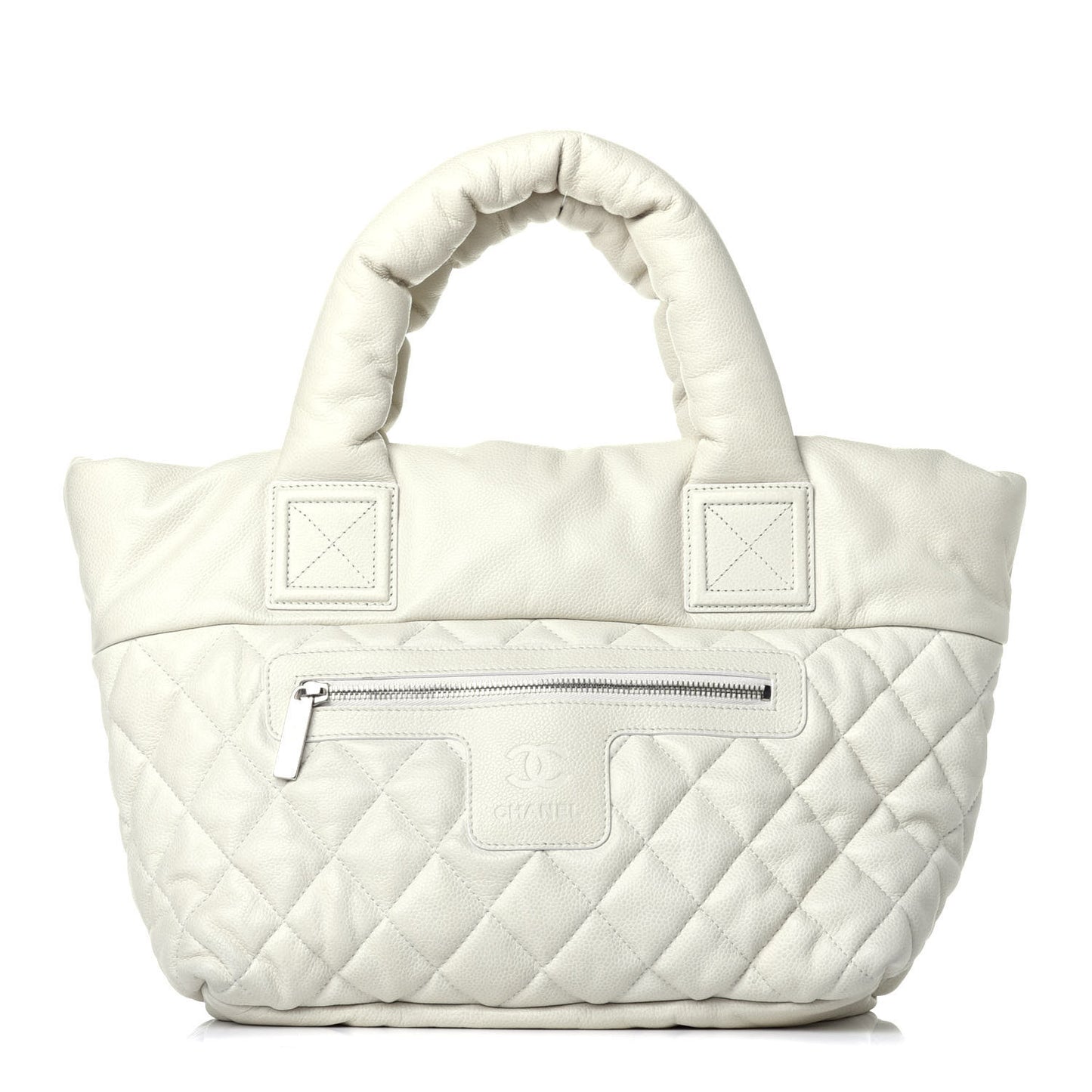 Caviar Quilted Small Coco Cocoon Tote Dark White