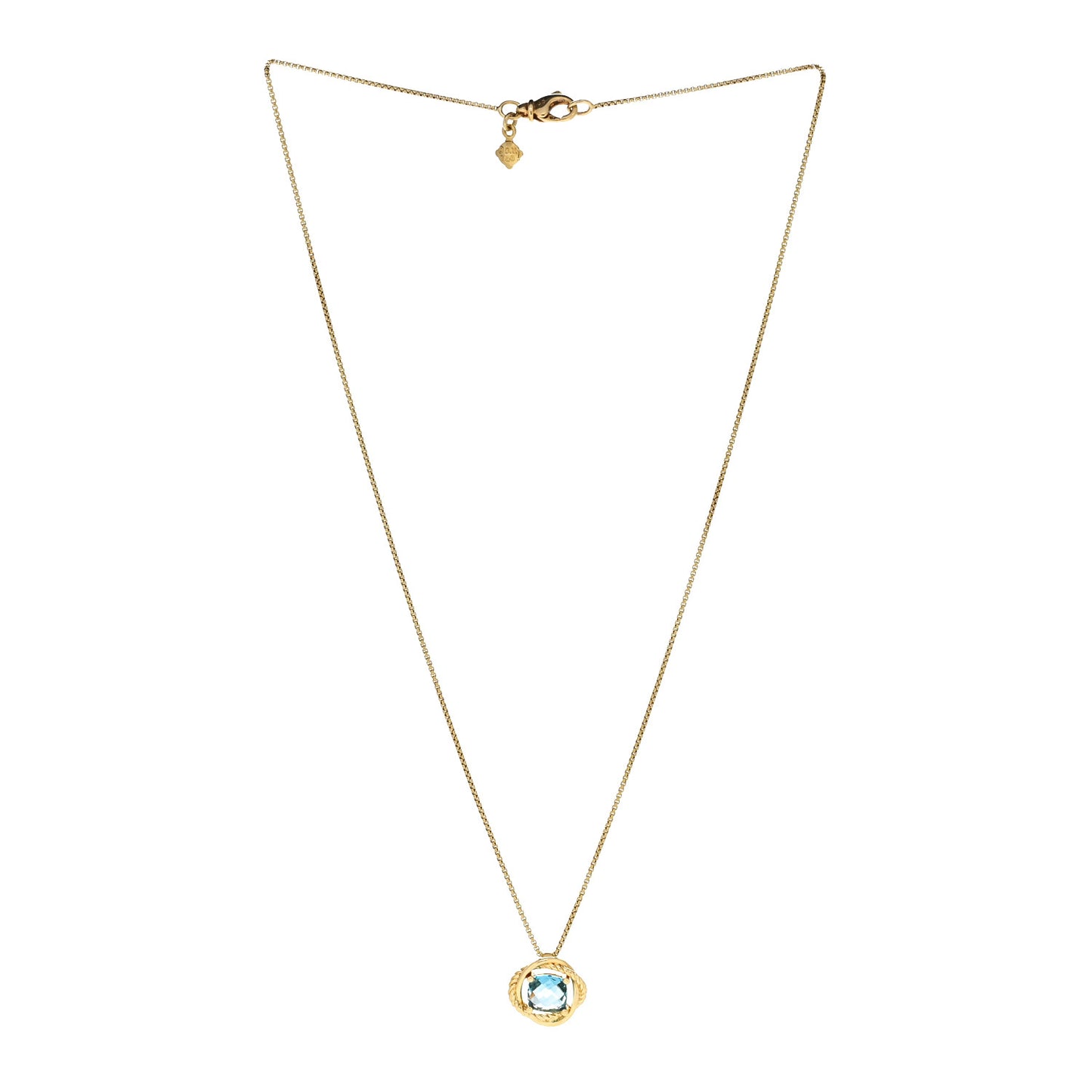18K Yellow Gold Blue Topaz 7mm Infinity Pendant Necklace