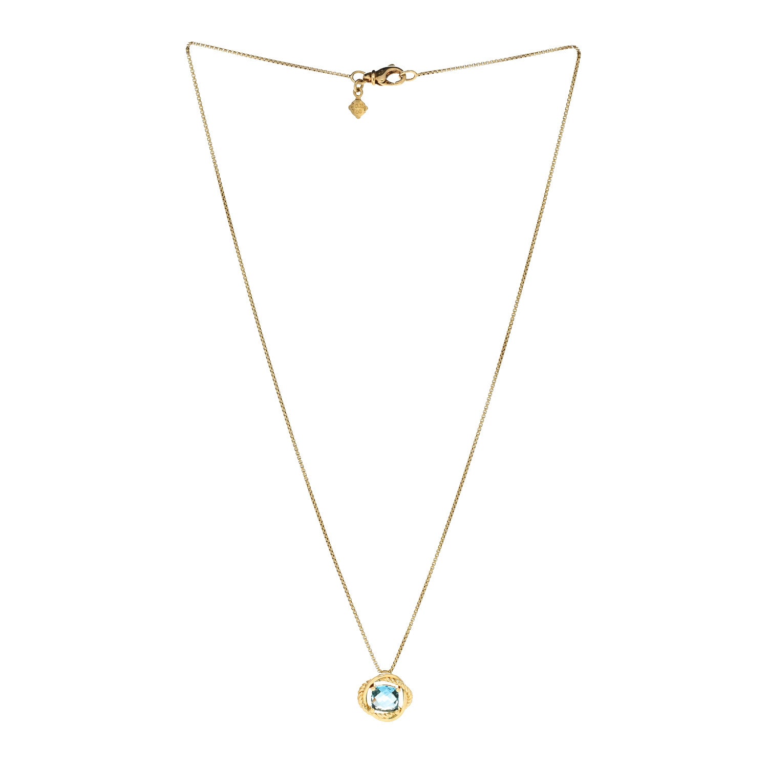 David Yurman 18K Yellow Gold Blue Topaz 7mm Infinity Pendant Necklace 3 of 7