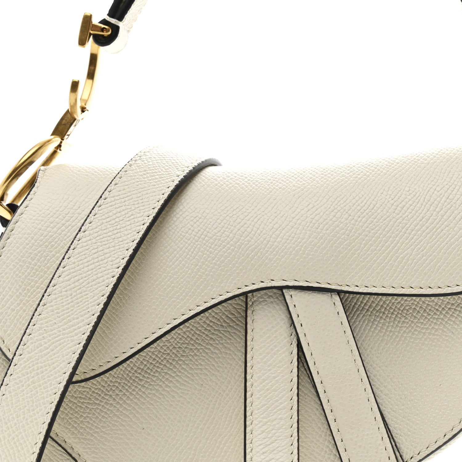 Christian Dior Grained Calfskin Mini Saddle Bag White 8 of 10