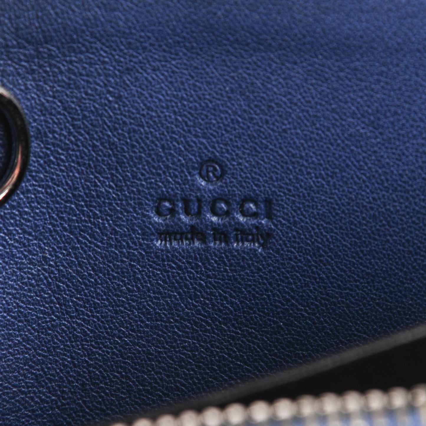 Microguccissima Zip Around Key Ring Coin Purse Blue Sapphire