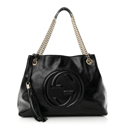 Gucci Patent Medium Soho Chain Shoulder Bag Black 1 of 10