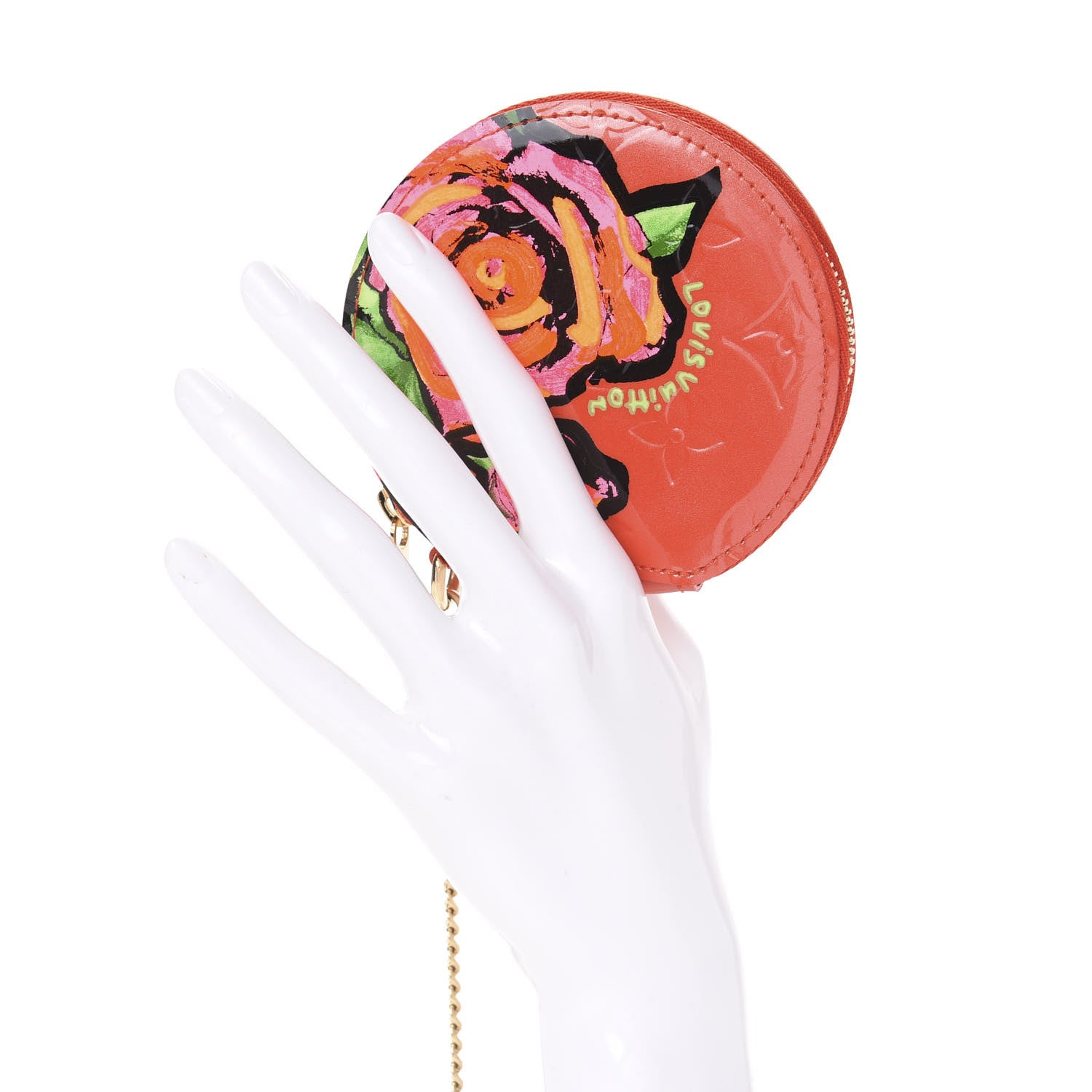 Louis Vuitton Vernis Roses Chapeau Coin Purse Orange Sunset 2 of 6