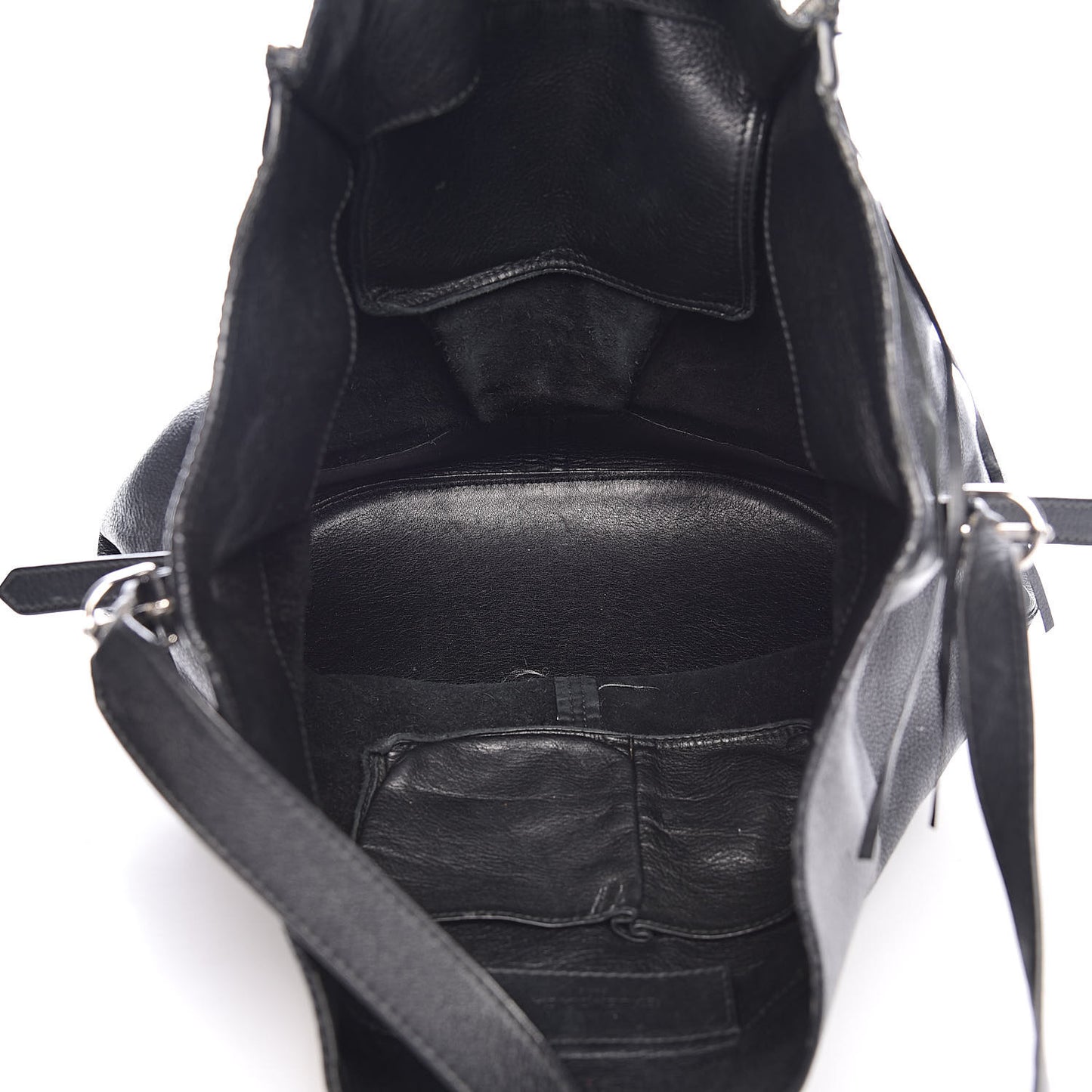 Veau Papier Classic Hardware Drop Bucket Bag Black