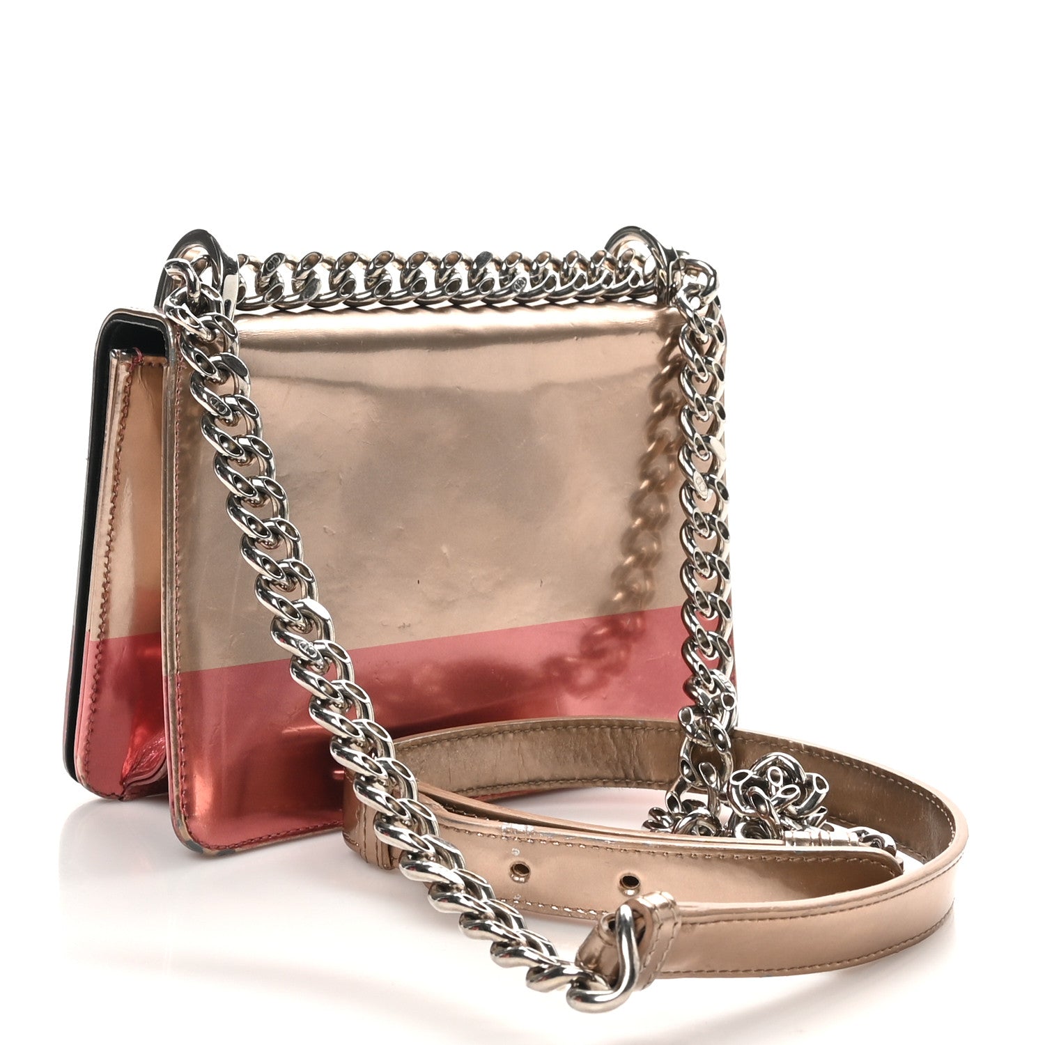 Christian Dior Metallic Glazed Calfskin Diorama Club Bag Rose Gold Pink 3 of 10