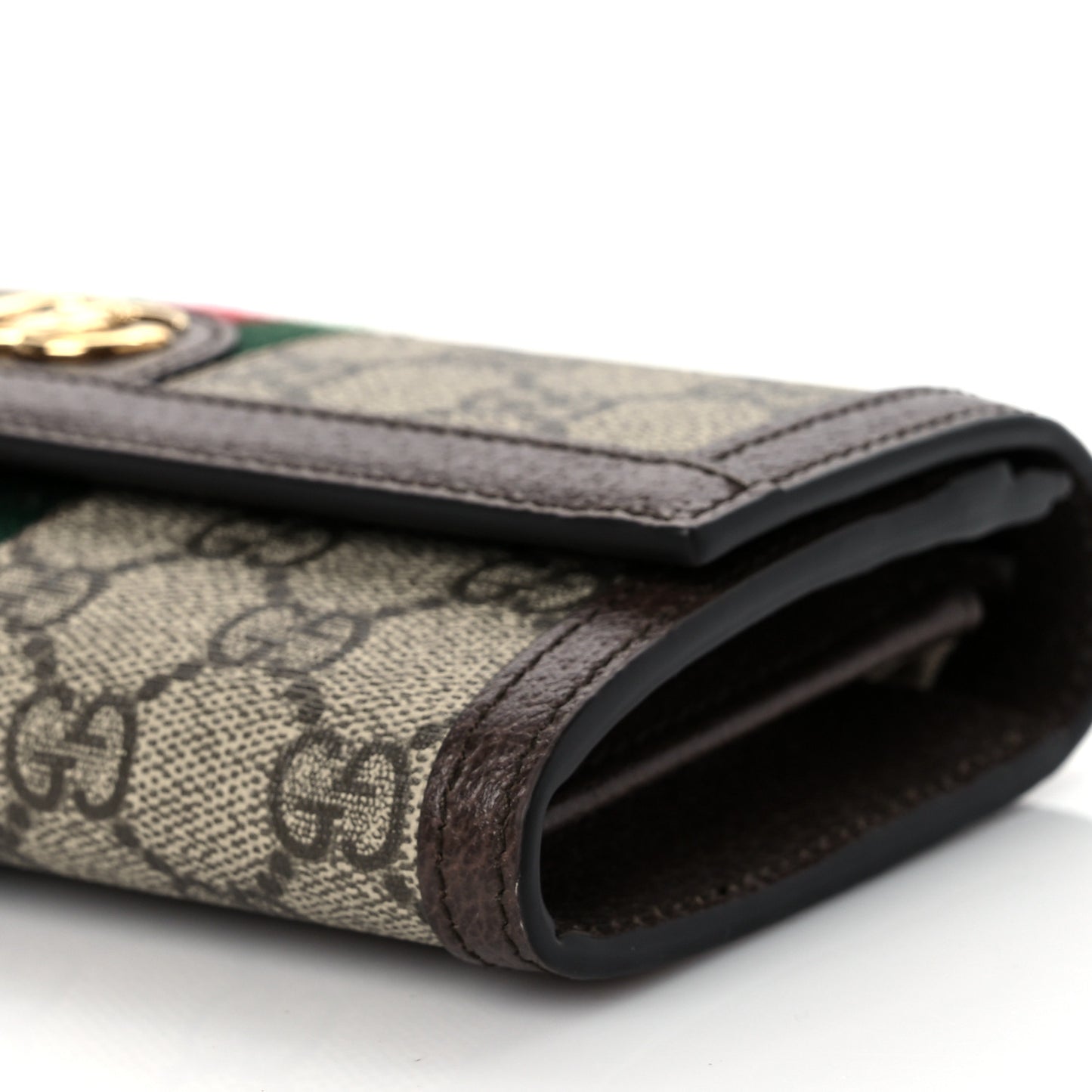 GG Supreme Monogram Web Ophidia Continental Wallet Brown