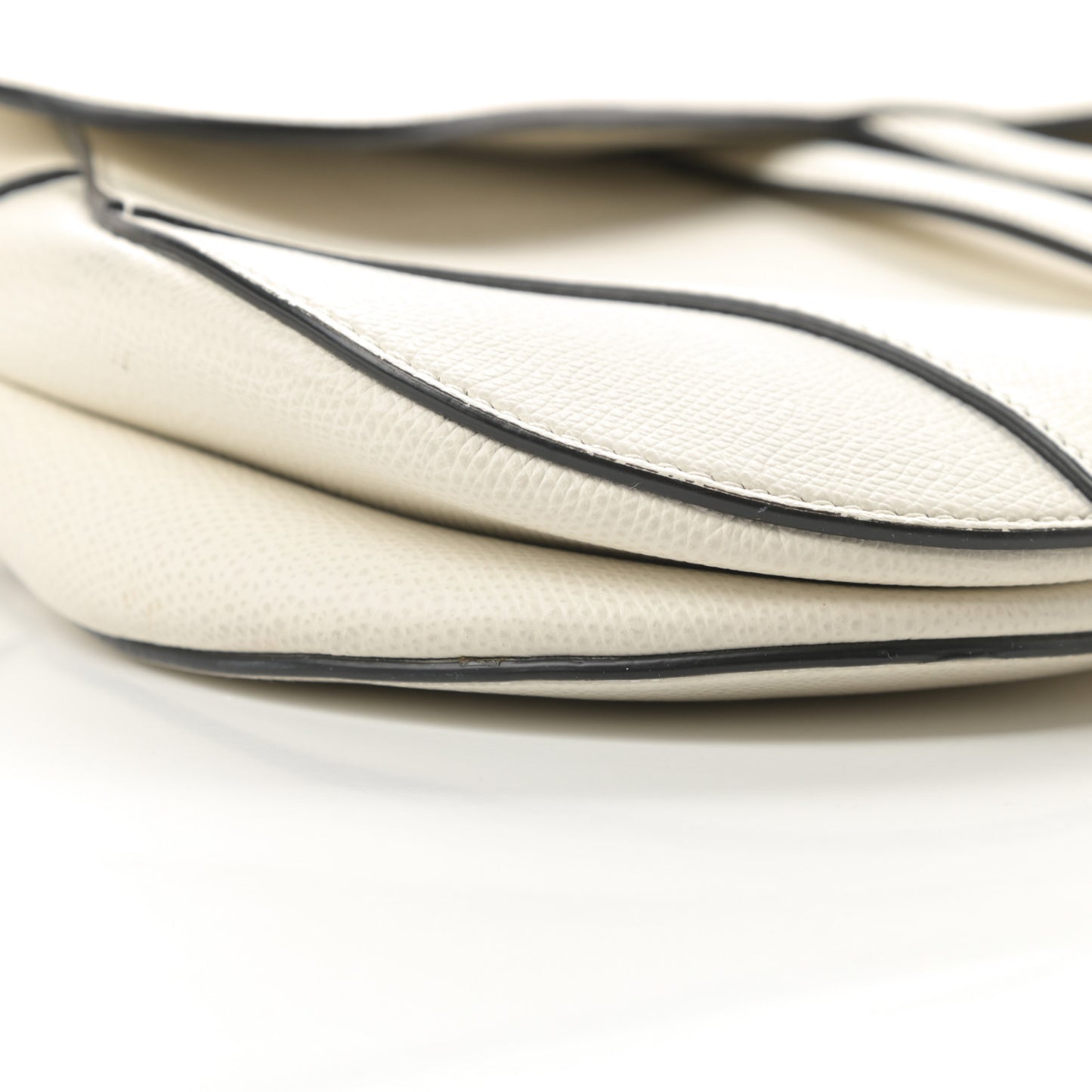 Grained Calfskin Saddle Bag White