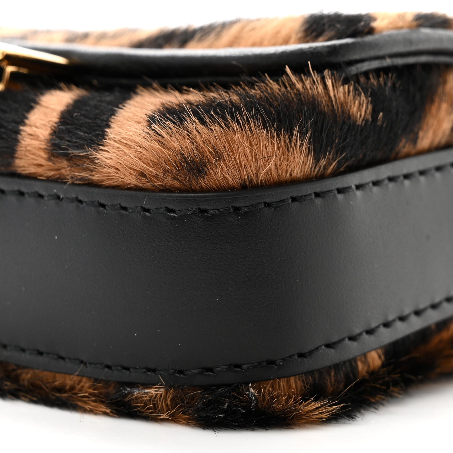 Sheared Sheepskin Vitello King FF Nano Baguette Charm Tobacco Moro Black
