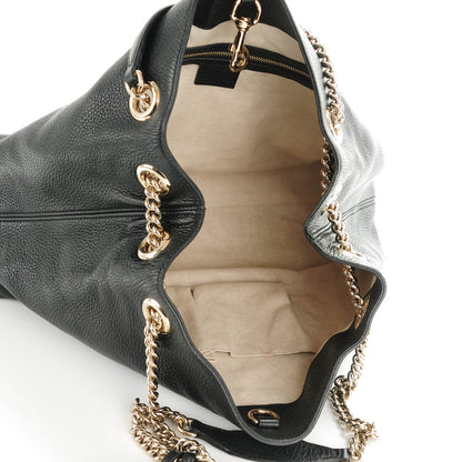 Gucci Pebbled Calfskin Medium Soho Chain Shoulder Bag Black 5 of 7