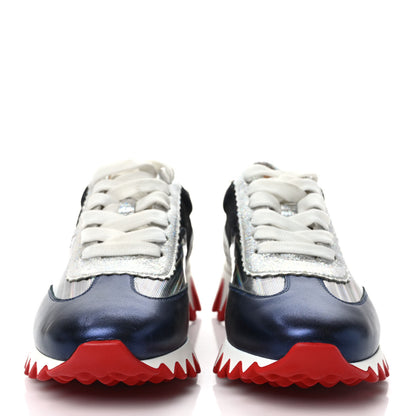 Christian Louboutin Laminated Nappa Calfskin Disco Queen Womens Loubishark Sneakers 37.5 Multicolor 2 of 9