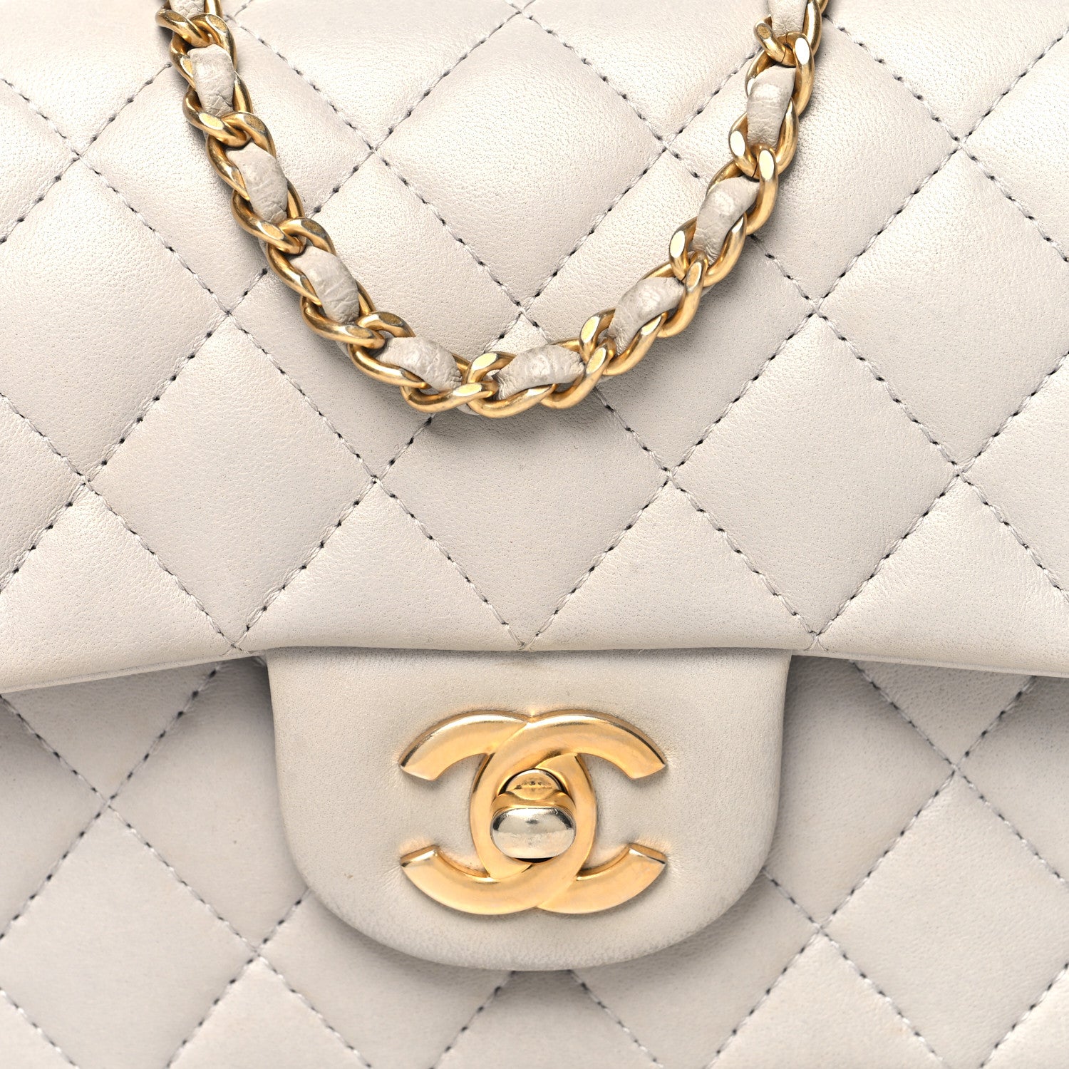 Chanel Lambskin Quilted Mini Top Handle Rectangular Flap Grey 8 of 16
