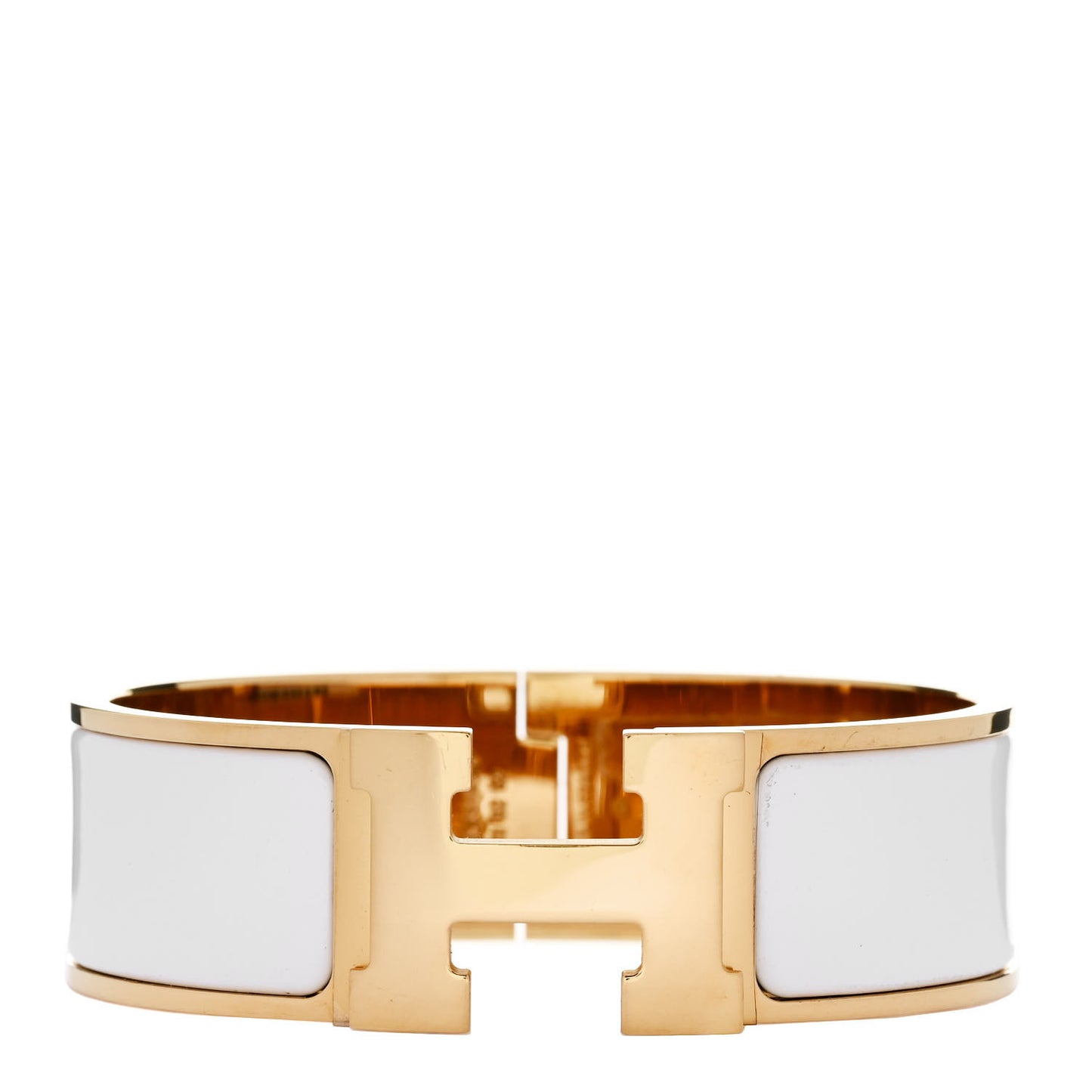 Enamel Wide Clic Clac H Bracelet GM White