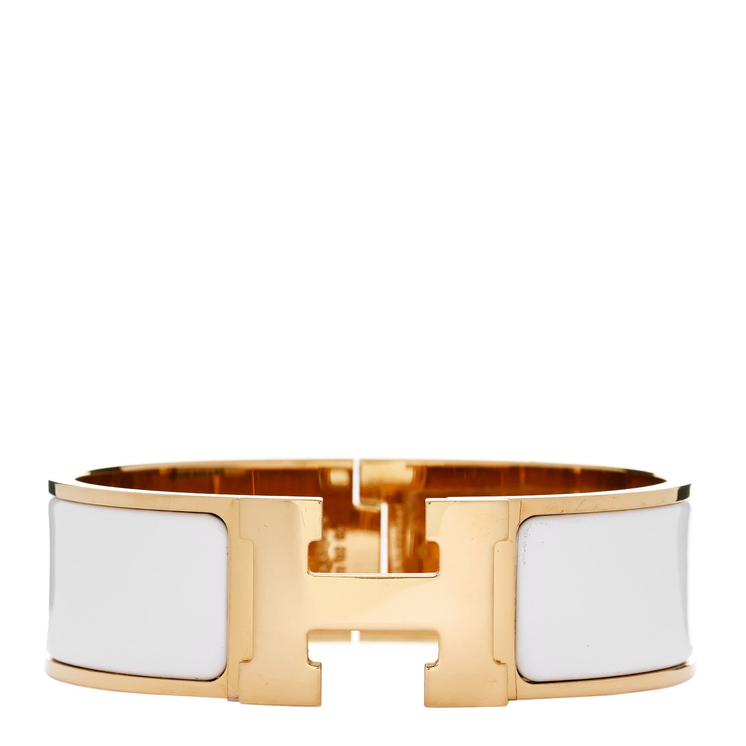 Hermes Enamel Wide Clic Clac H Bracelet GM White 1 of 5