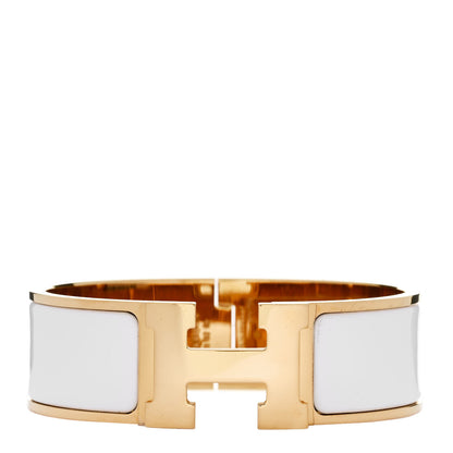 Hermes Enamel Wide Clic Clac H Bracelet GM White 1 of 5
