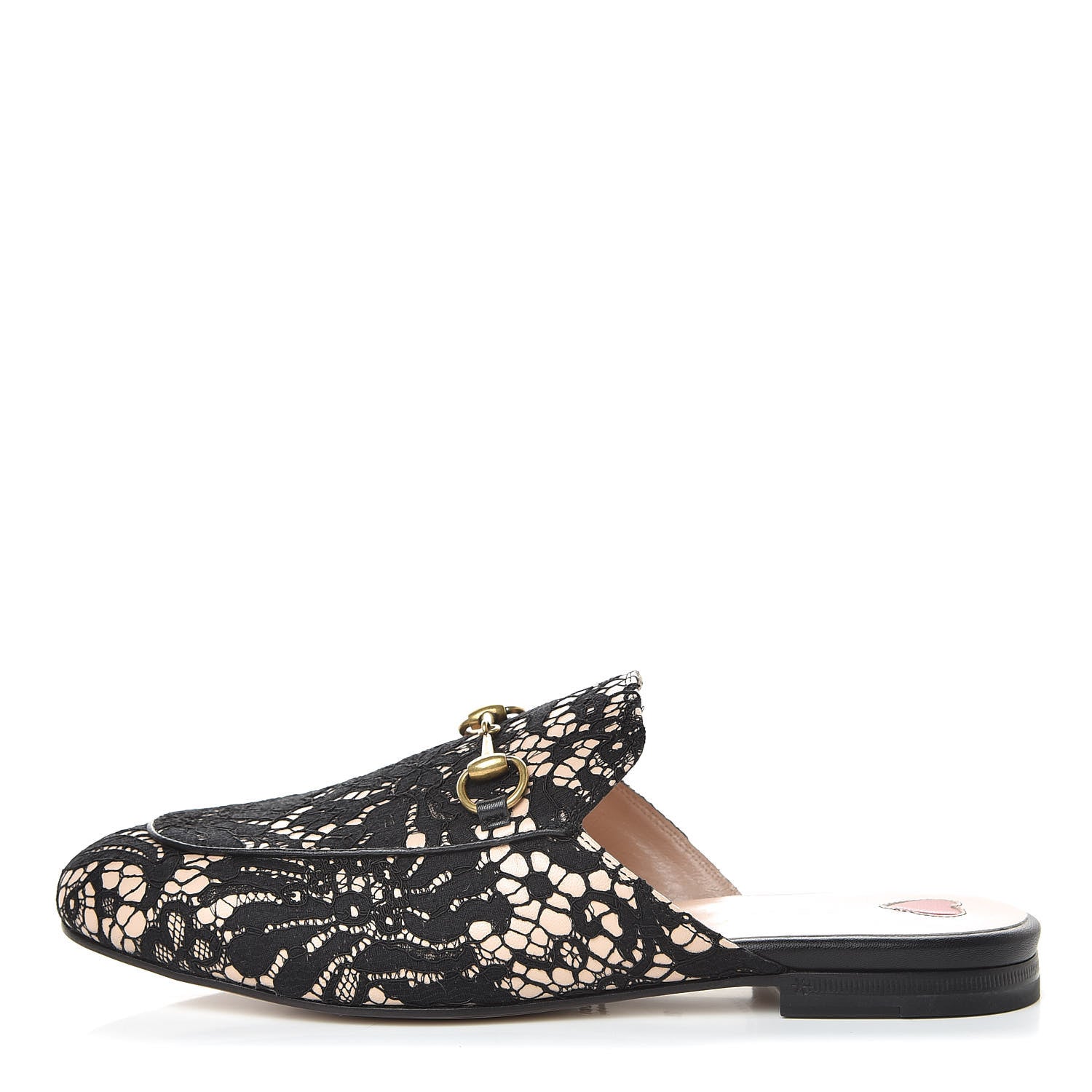 Gucci Lace Malaga Kid Womens Princetown Slippers 36 Black Skin Rose 1 of 10