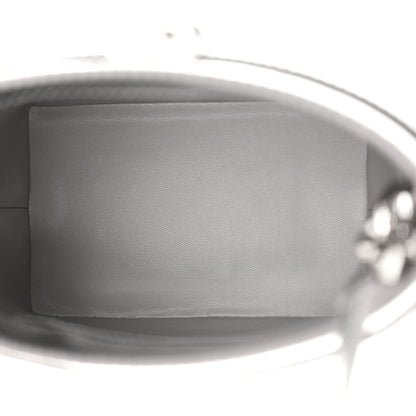 Givenchy Metallic Calfskin Crocodile Embossed Shark Lock Bucket Bag Light Silvery 5 of 11