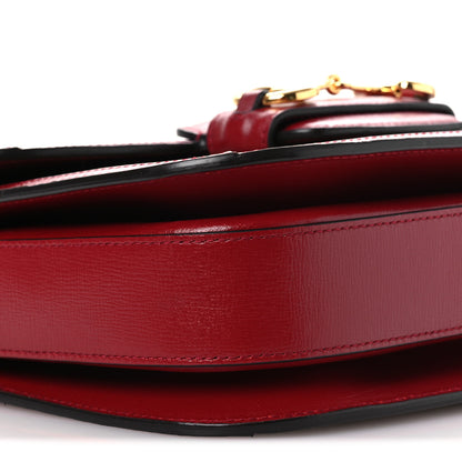 Gucci GG Supreme Monogram Azalea Calfskin Horsebit 1955 Shoulder Bag Beige Ebony New Cherry Red 9 of 11