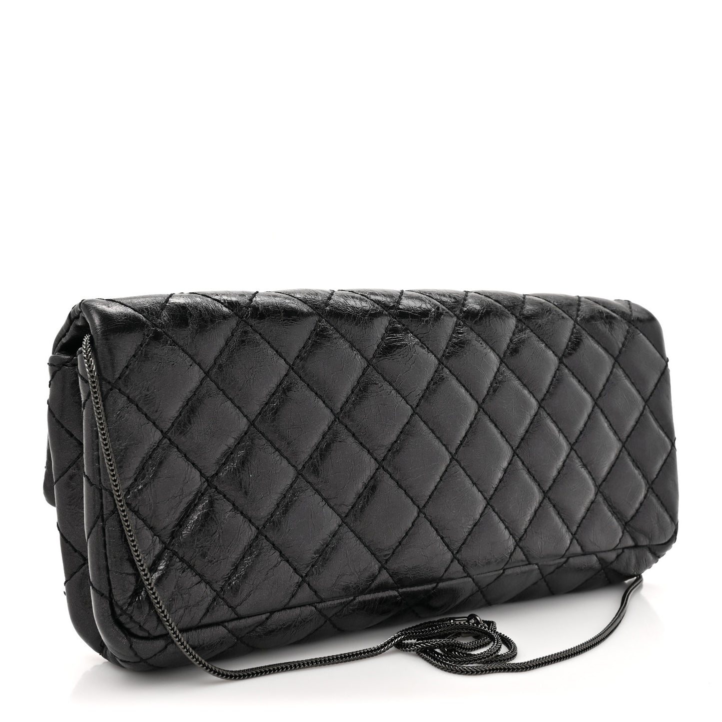 Glazed Calfskin 2.55 Reissue East West Clutch Black