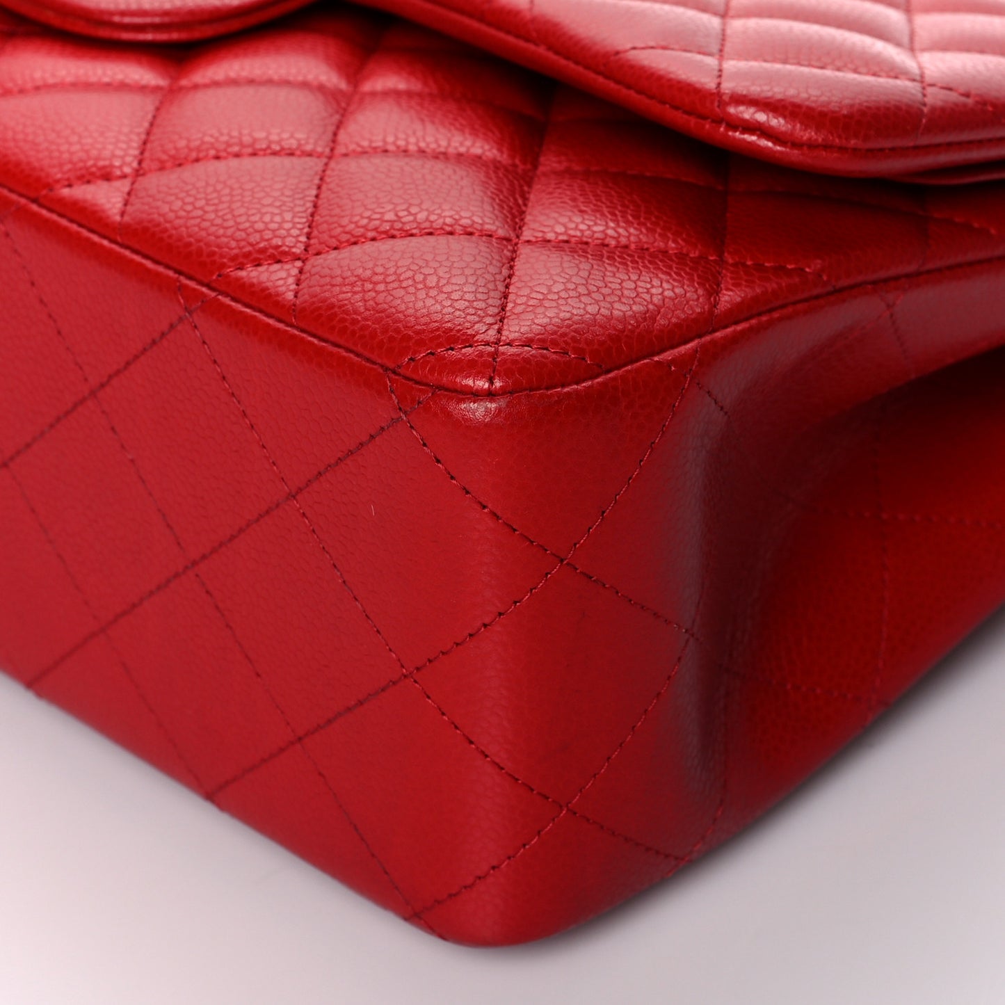 Caviar Quilted Jumbo Double Flap Red