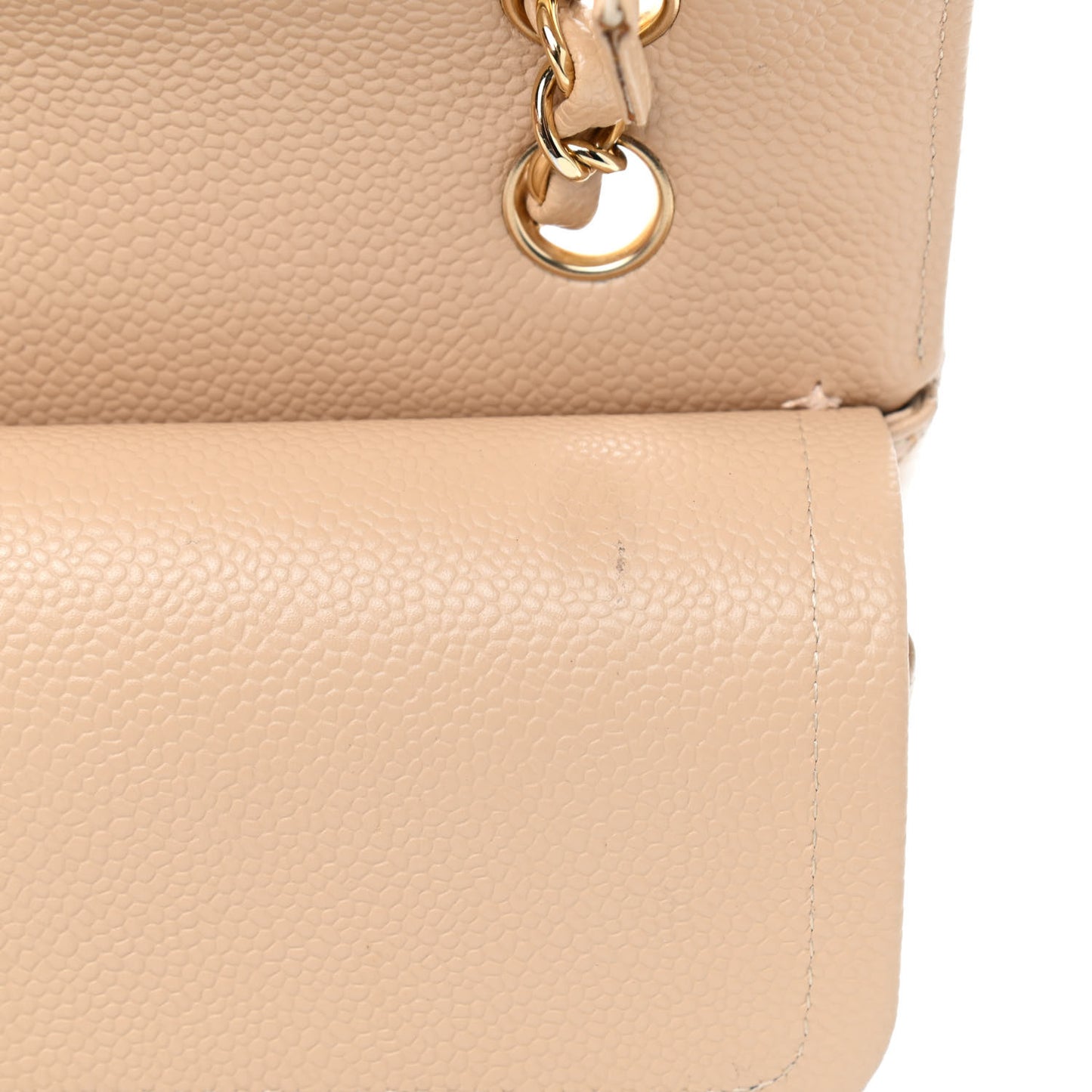 Caviar Quilted Medium Double Flap Beige Clair