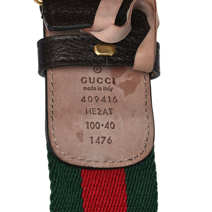 Gucci Nylon Textured Calfskin Double G Web 40mm Belt 100 40 Green Red Dark Cocoa 3 of 7