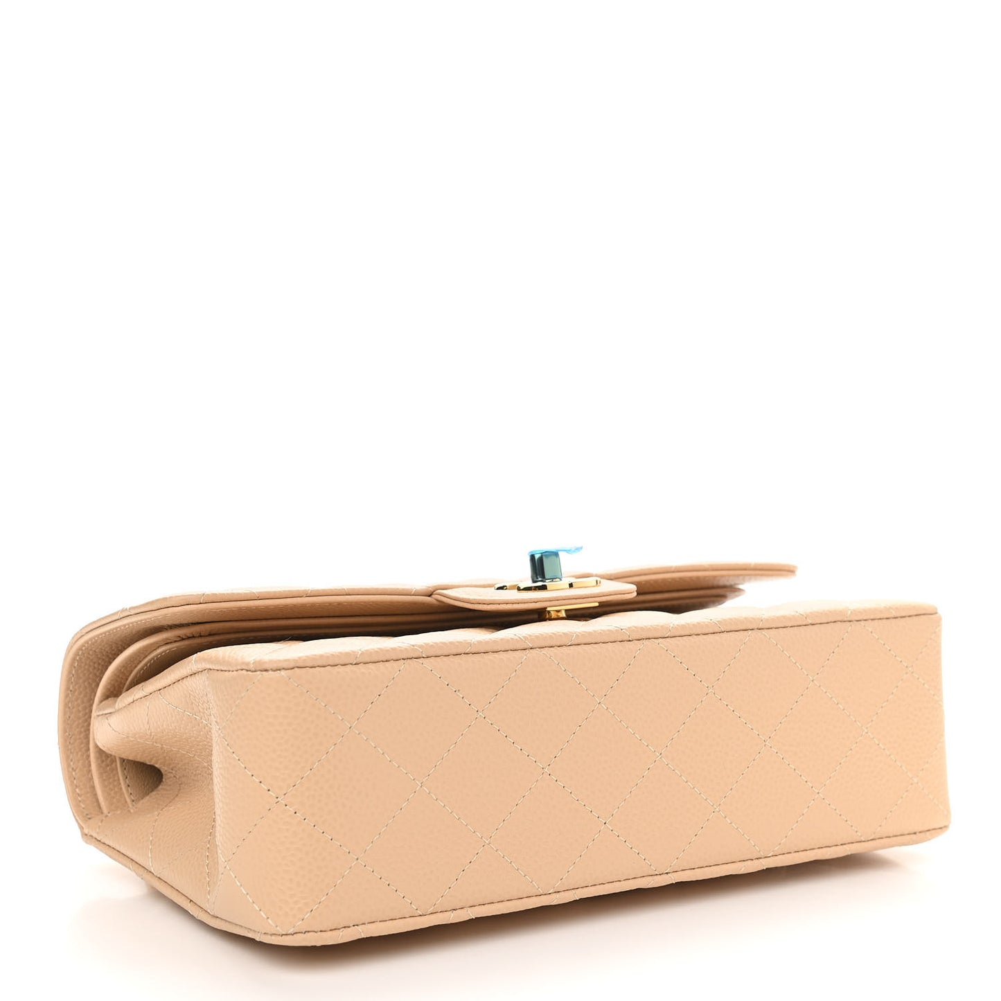 Caviar Quilted Small Double Flap Beige