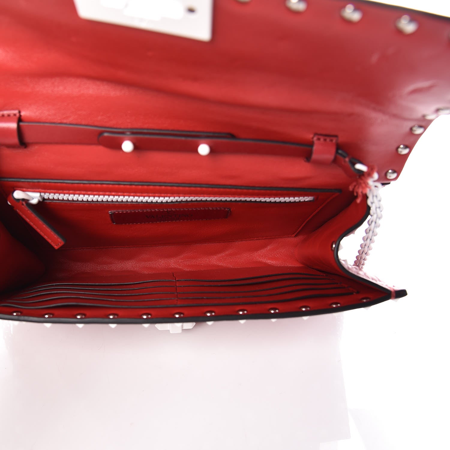 Valentino Garavani Lambskin Free Rockstud Spike Wallet On Chain Rosso Valentino 5 of 9