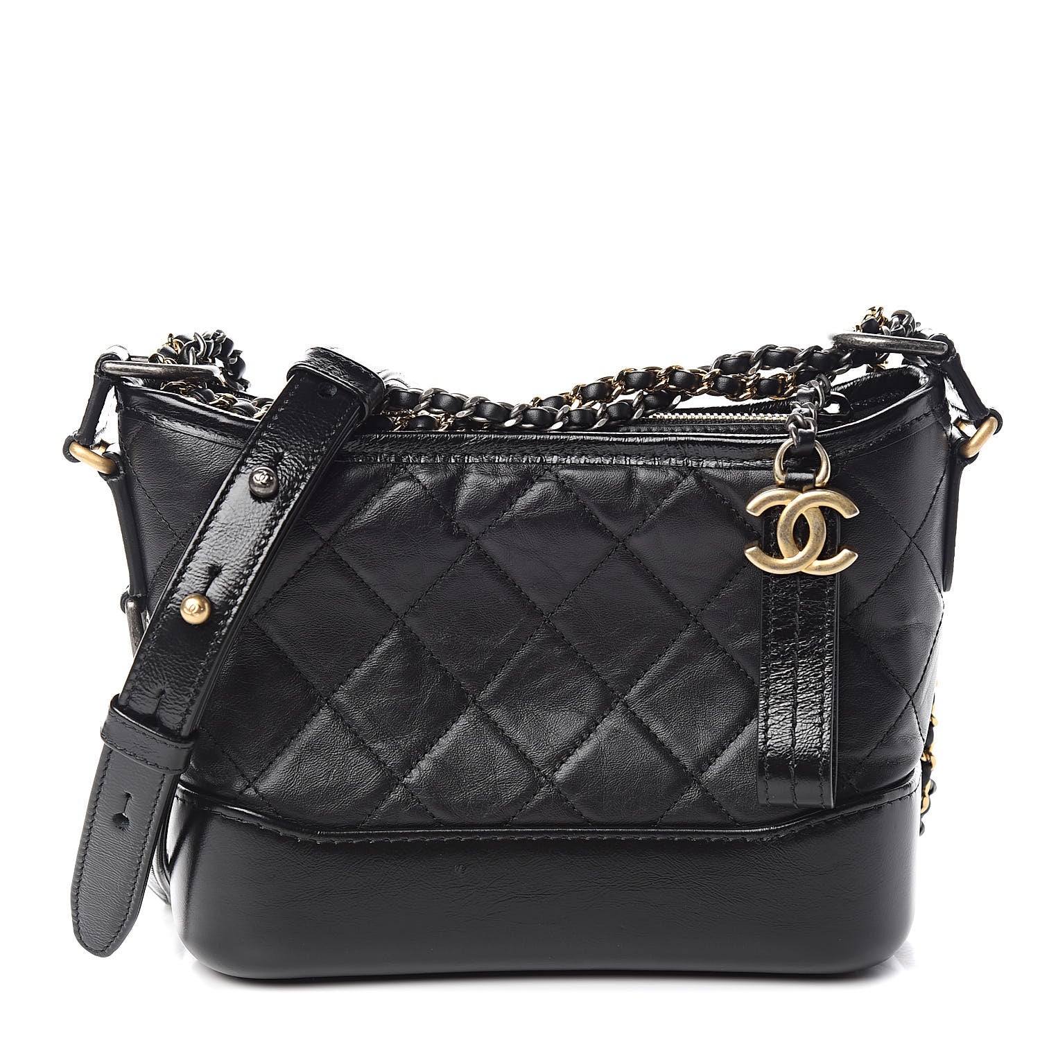 Chanel Aged Calfskin Quilted Small Gabrielle Hobo Black 1 of 13