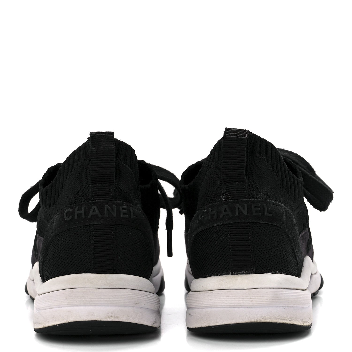 Chanel Mesh Suede Fabric Womens CC Sneakers 38 Grey White Black 4 of 9