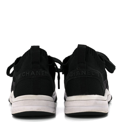 Chanel Mesh Suede Fabric Womens CC Sneakers 38 Grey White Black 4 of 9