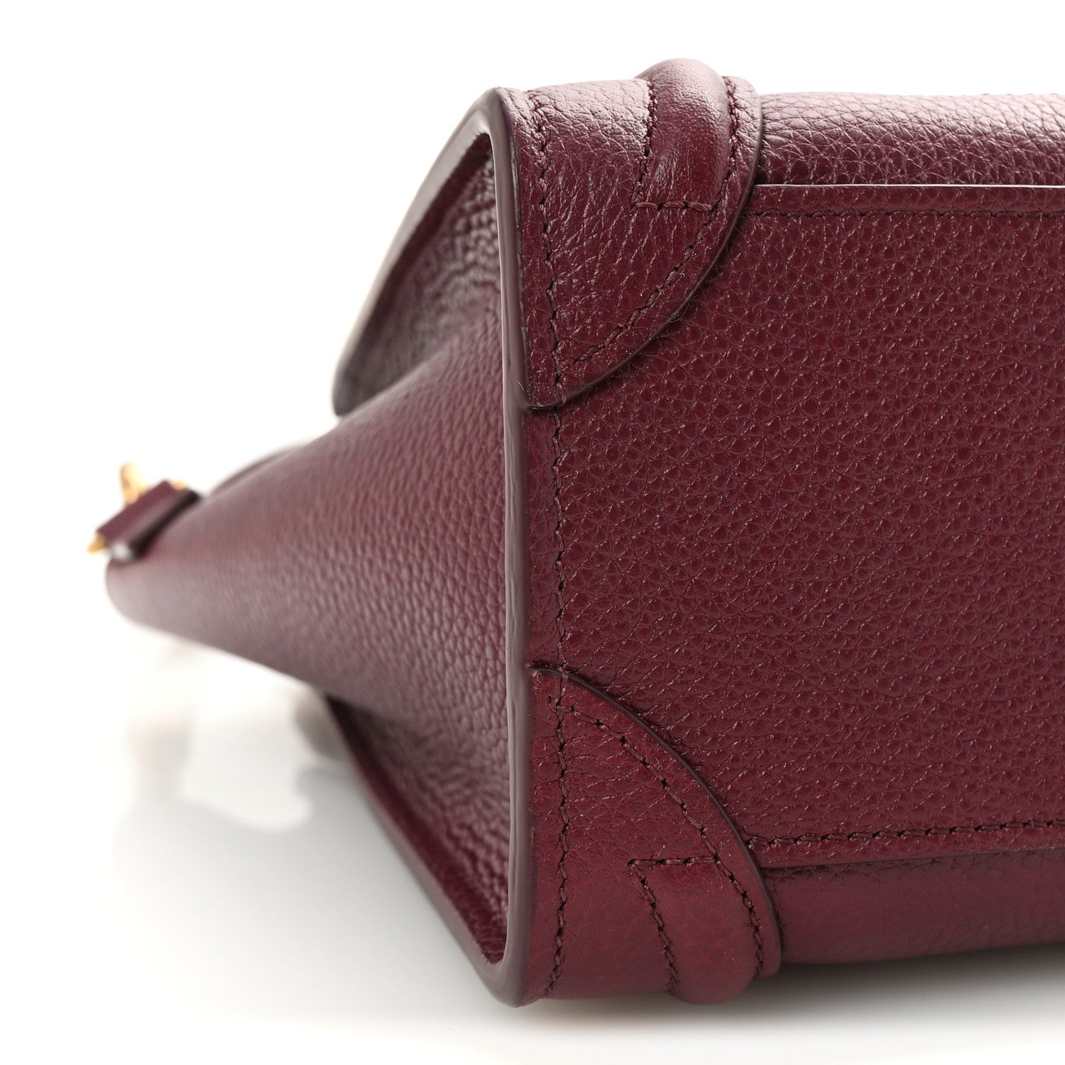 Celine Drummed Calfskin Nano Luggage Burgundy 9 of 10