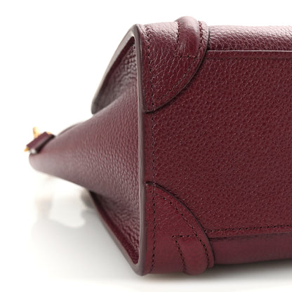 Celine Drummed Calfskin Nano Luggage Burgundy 9 of 10