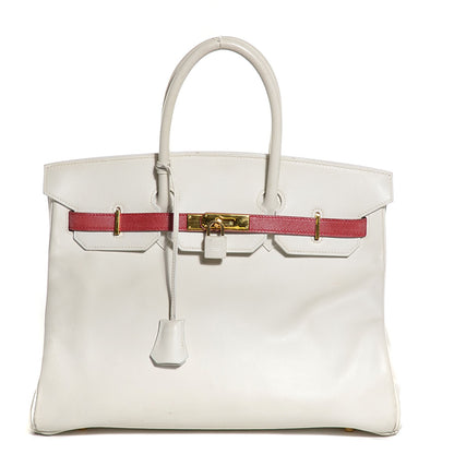 Hermes Swift Bi-Color Birkin 35 Blanc Rouge Vif 1 of 24