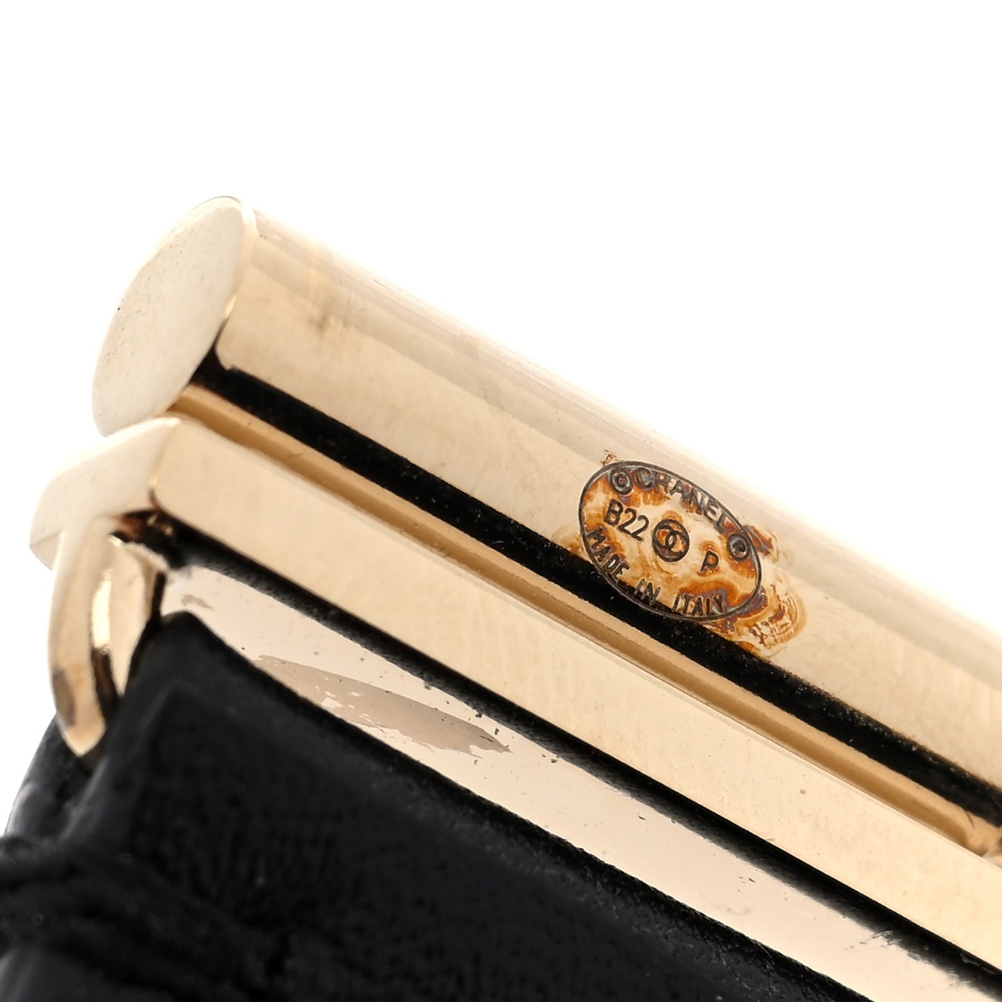 Lambskin Chain CC Bracelet L Black Gold