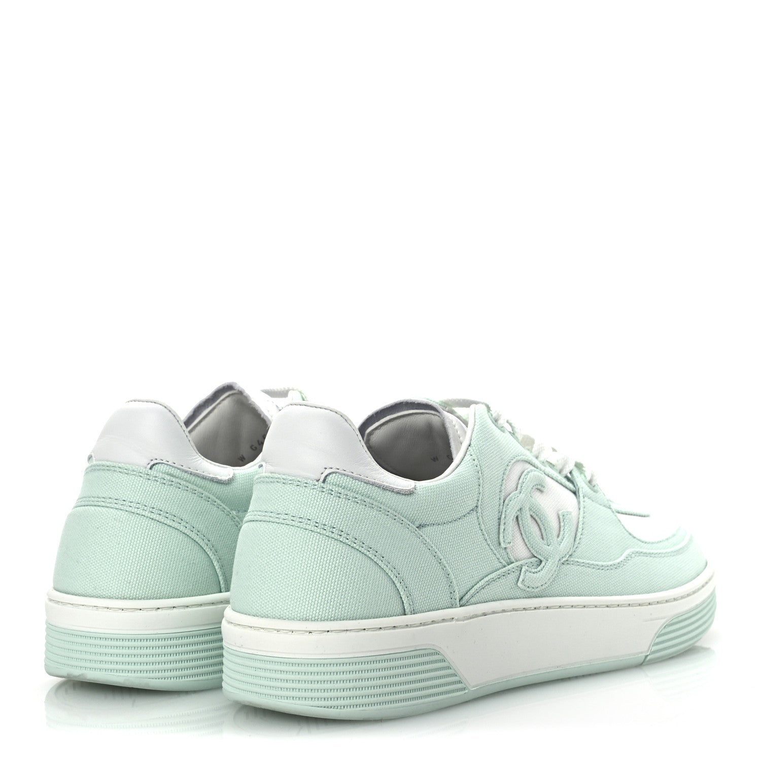 Chanel Cotton Sneakers 39.5 Light Turquoise White 5 of 9