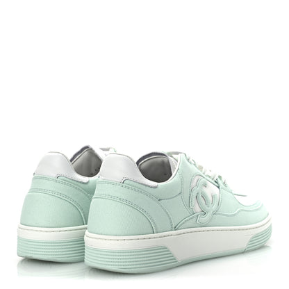 Chanel Cotton Sneakers 39.5 Light Turquoise White 5 of 9