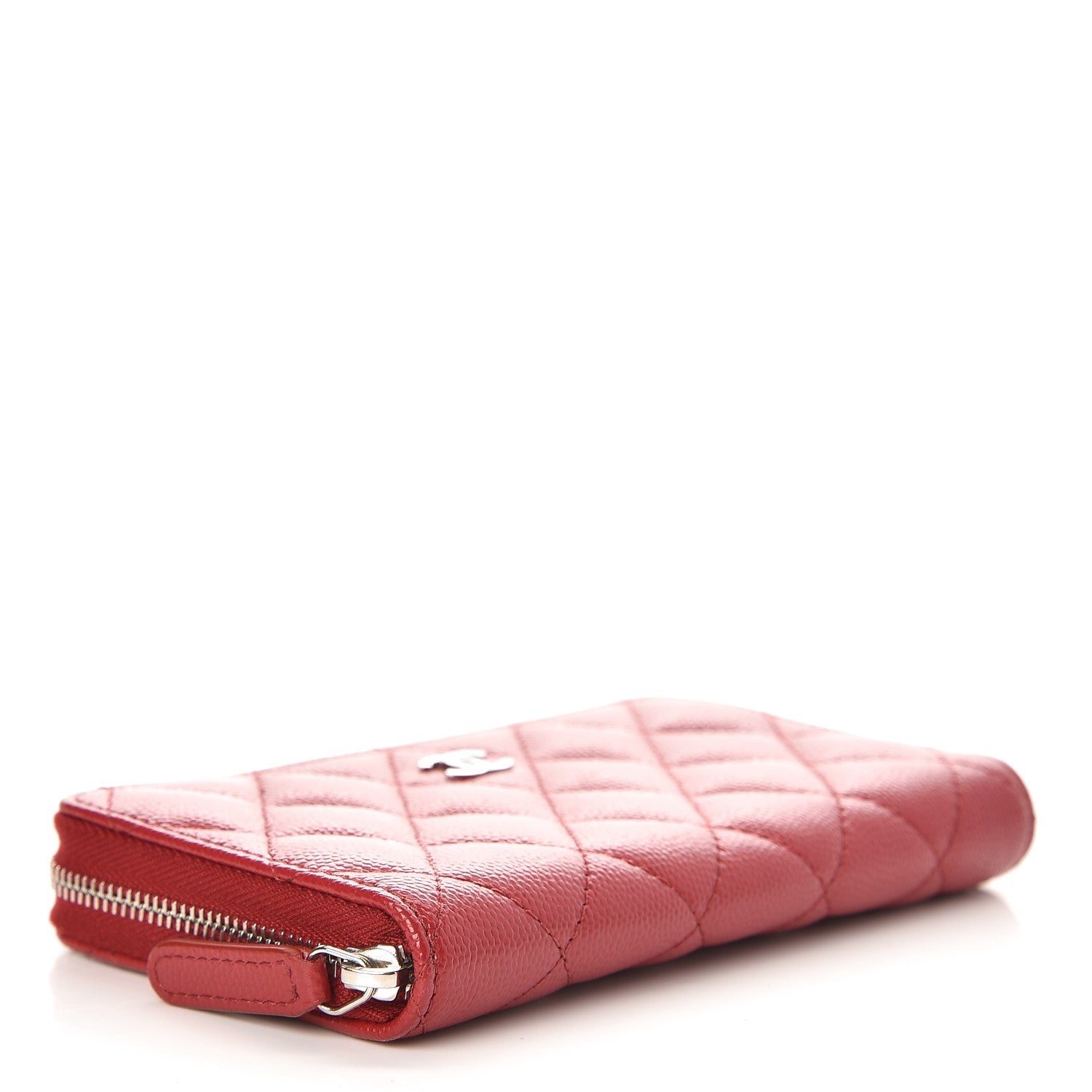 Chanel Caviar Quilted Small Zip Around Wallet Dark Red 4 of 9